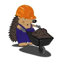 Цветной пример раскраски ежик везет камни