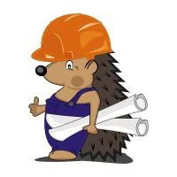 Цветной пример раскраски ежик с ватманом в руках