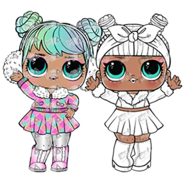 Цветной вариант раскраски куклы лол в зимней одежде