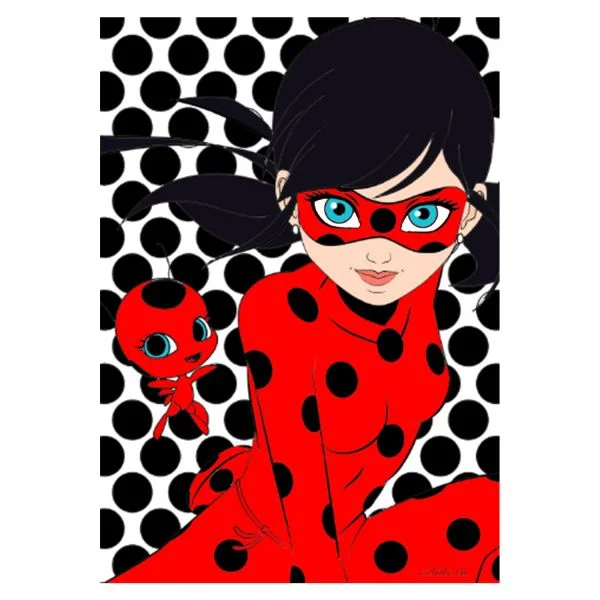 Цветной вариант раскраски леди баг и милый квами тикки