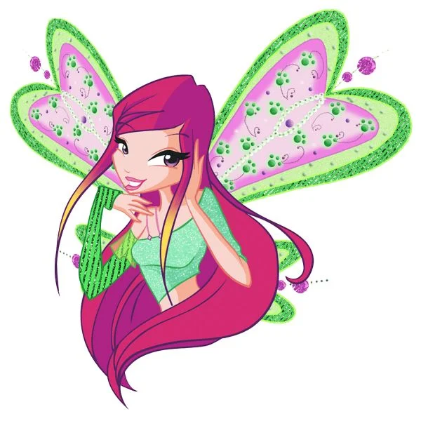 Цветной вариант раскраски рокси с крыльями