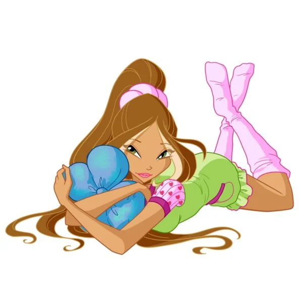 Цветной пример раскраски флора с хвостиком