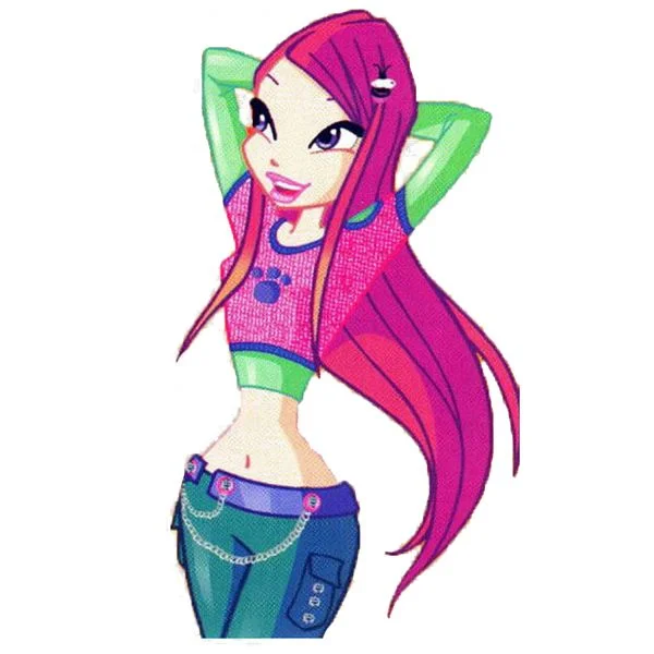 Цветной пример раскраски рокси в обычной одежде