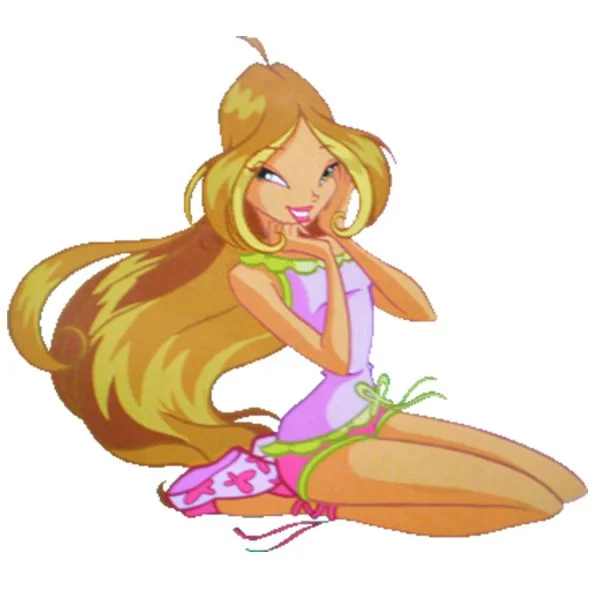 Цветной пример раскраски флора с красивыми волосами