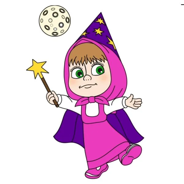 Цветной пример раскраски с волшебной палочкой