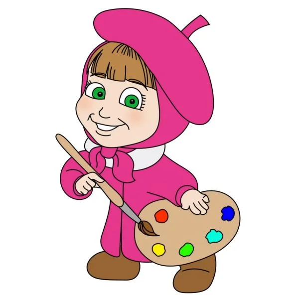 Цветной пример раскраски художница