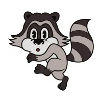 Цветной пример раскраски енот крадется на цыпочках