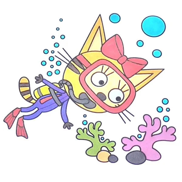 Цветной пример раскраски карамелька ныряет