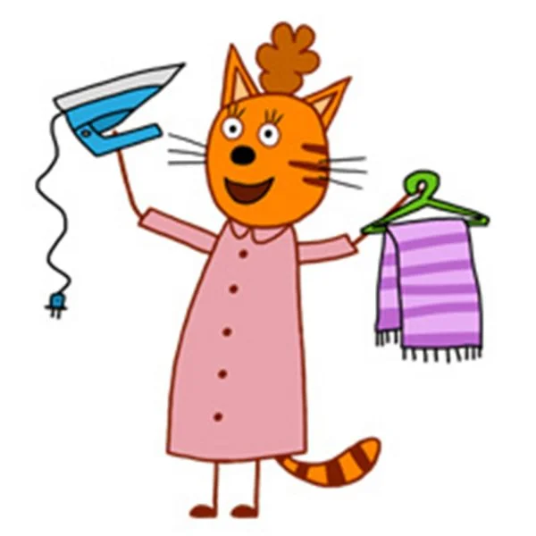 Цветной вариант раскраски мама с утюгом