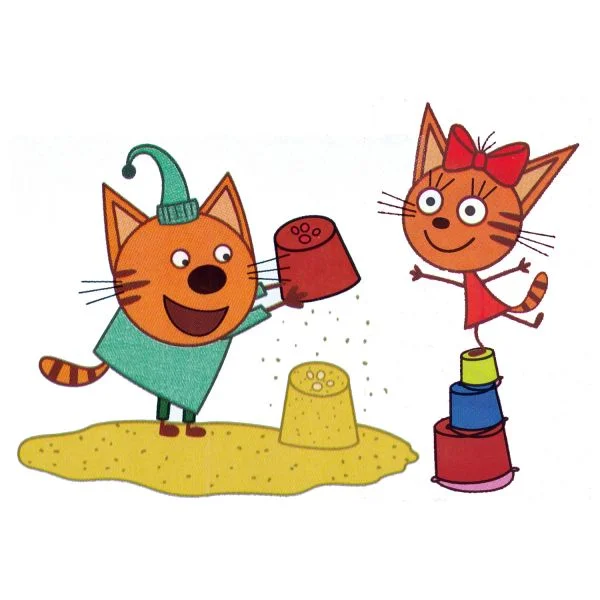 Цветной вариант раскраски компот и карамелька на пляже