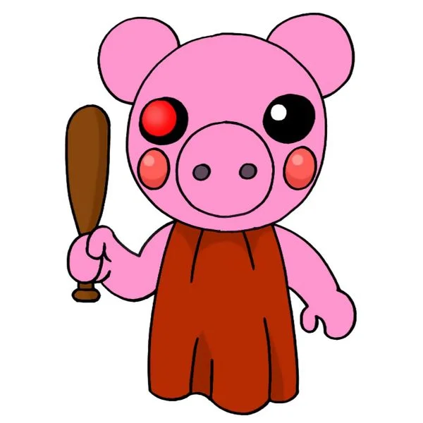 Цветной вариант раскраски пигги, свинка