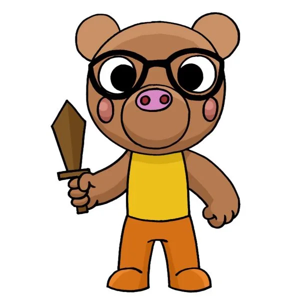 Цветной вариант раскраски медведь пигги