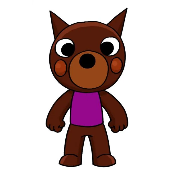 Цветной вариант раскраски догги пигги