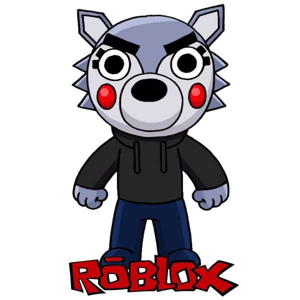 Цветной вариант раскраски пигги, волк (willow wolf)