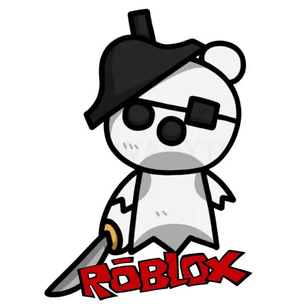 Цветной вариант раскраски призрак пират, пигги (ghosty)