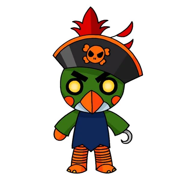 Цветной вариант раскраски адопт ми, попугай пират