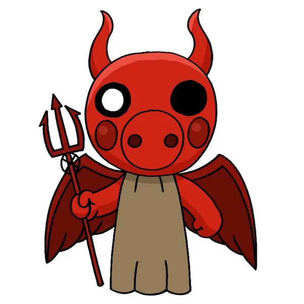 Цветной вариант раскраски пигги дьявол