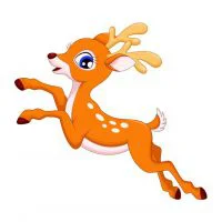 Цветной пример раскраски олененок в прыжке