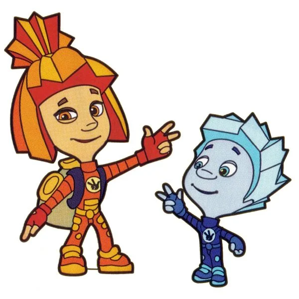 Цветной вариант раскраски симка и братик нолик | фиксики