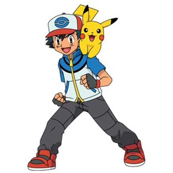 Цветной вариант раскраски эш кетчум с пикачу