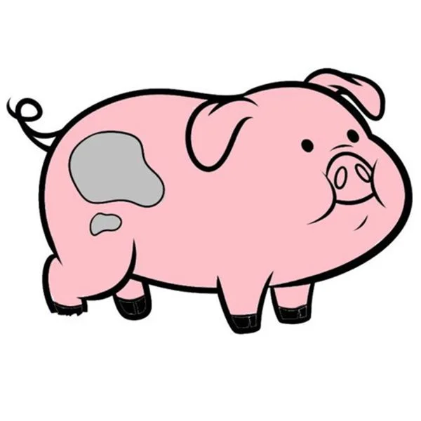 Цветной пример раскраски поросенок пухля