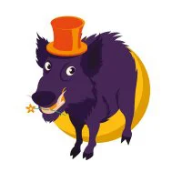 Цветной вариант раскраски кабан в шляпе