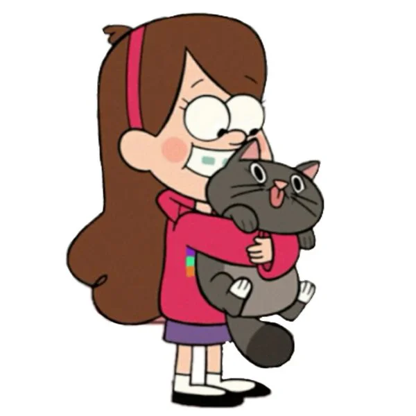 Цветной пример раскраски мэйбл пайнс с котиком