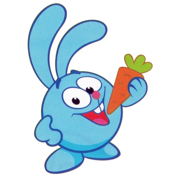 Цветной вариант раскраски крош с морковкой | смешарики