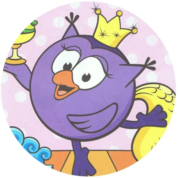 Цветной вариант раскраски совунья в короне