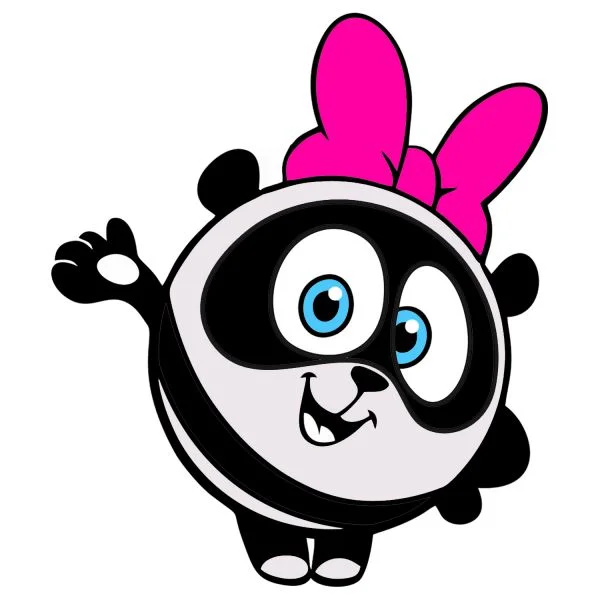 Цветной вариант раскраски милая панди с бантиком | смешарики