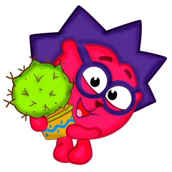 Цветной пример раскраски ежик с кактусом | смешарики