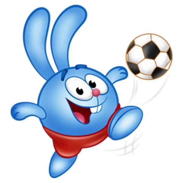 Цветной пример раскраски крош играет в футбол | смешарики