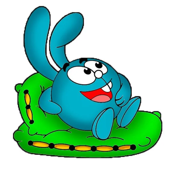 Цветной вариант раскраски крош заяц на подушке