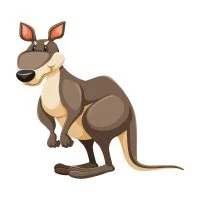 Цветной вариант раскраски кенгуру задумался