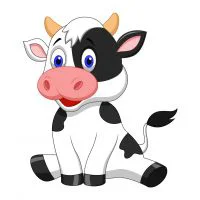 Цветной вариант раскраски бычок сидит