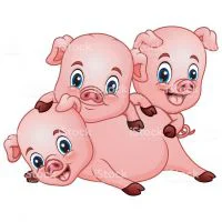 Цветной пример раскраски три поросенка