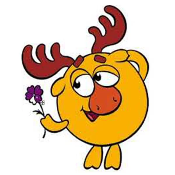 Цветной вариант раскраски лосяш с цветочком | смешарики