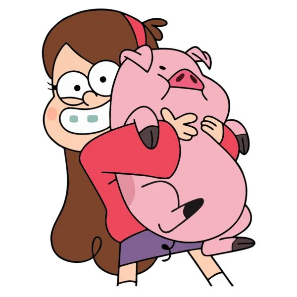 Цветной вариант раскраски мэйбл пайнс и пухля