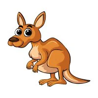 Цветной пример раскраски счастливый кенгуру