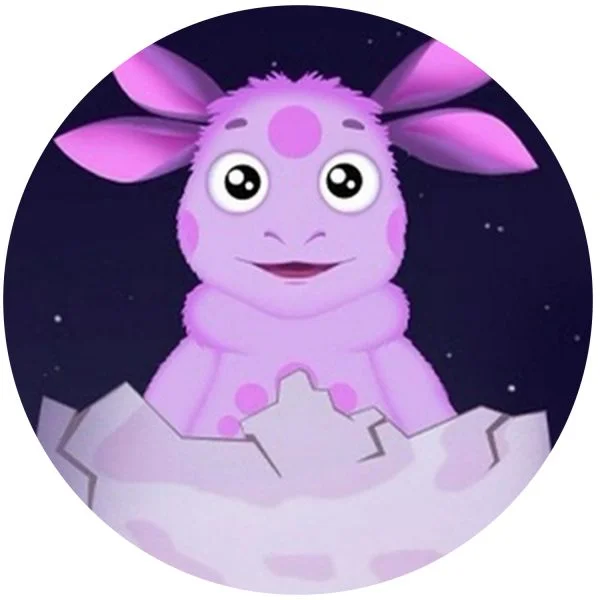 Цветной пример раскраски вылупился из яйца лунтик