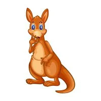 Цветной вариант раскраски кенгуру стоит