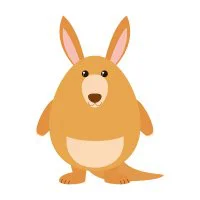 Цветной вариант раскраски кенгуру из простых линий