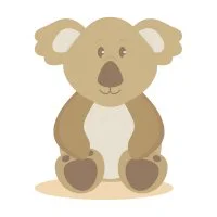 Цветной вариант раскраски коала сидит