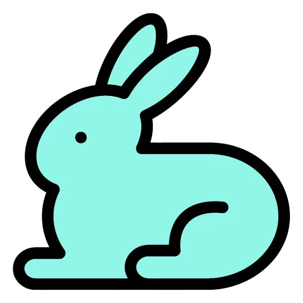 Цветной пример раскраски простой зайчик