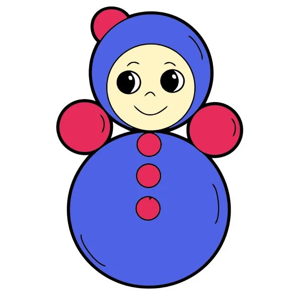 Цветной вариант раскраски неваляшка