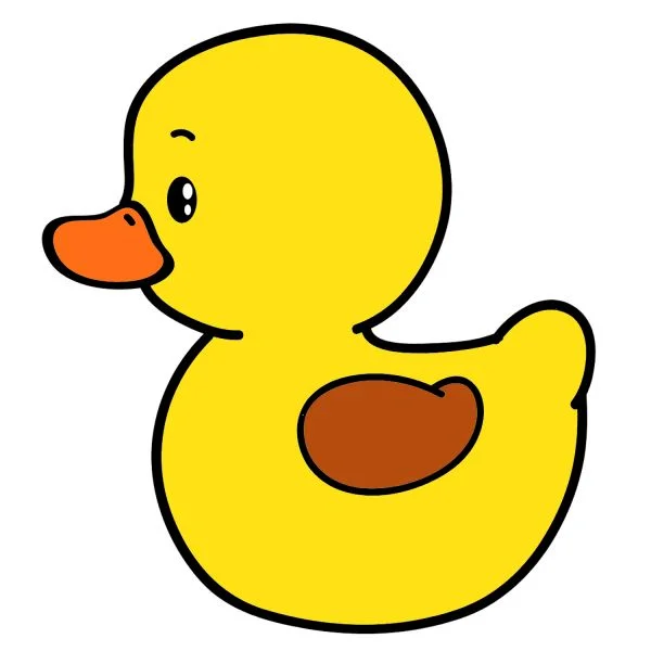 Цветной пример раскраски милый утенок кря