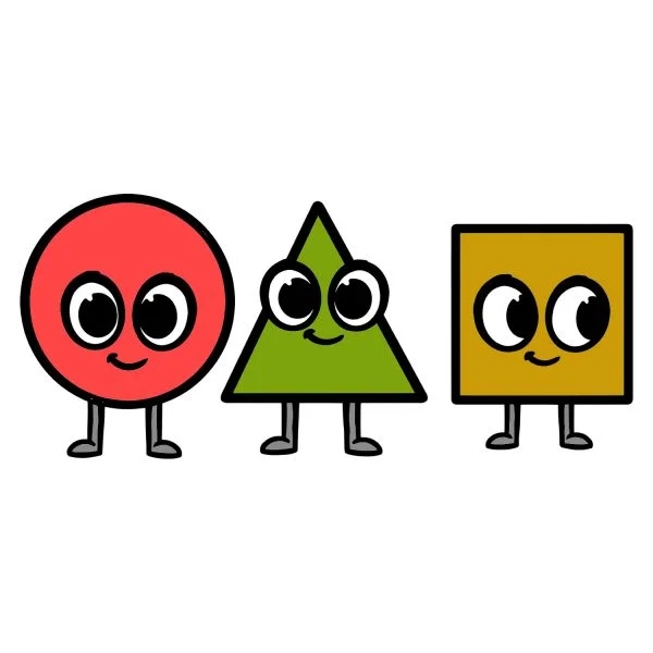 Цветной пример раскраски фигуры с глазками