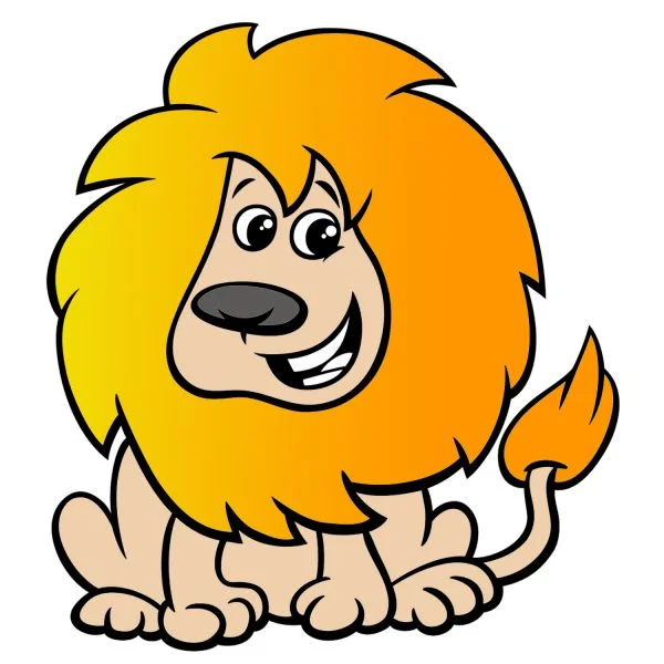 Цветной вариант раскраски добрый лев