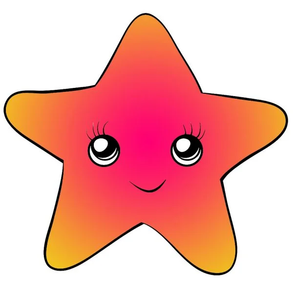 Цветной вариант раскраски звездочка с глазками