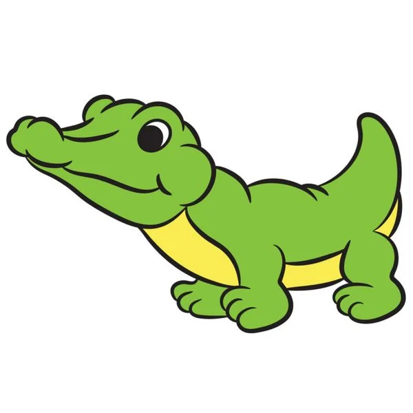 Цветной вариант раскраски крокодил милашка